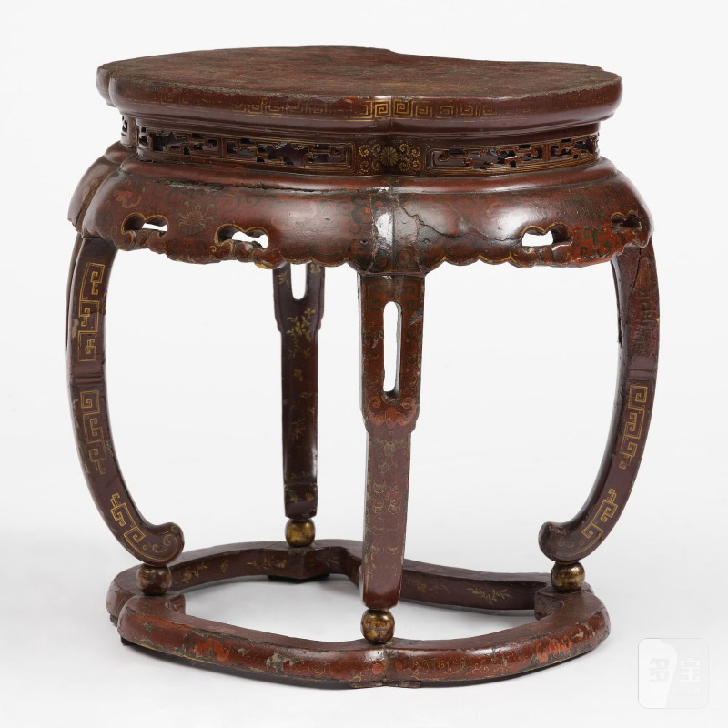 A red and gold lacquer stool, - 图5